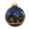 60MM NY Santa Skyline Hand Painted Glass Ball Ornament