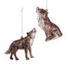 Glass Grey Wolf Ornaments, 2 Assorted