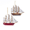 Schooner Boat Ornaments, 2 Assorted