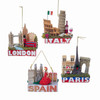International Travel Destination Ornaments, 4 Assorted