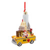 NYC Santa In Taxi Glass Ornament