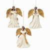 Ivory and Gold African American Angel Ornaments, 3 Assorted