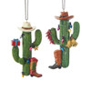 Western Cactus With Boot and Hat Ornaments, 2 Assorted