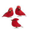 Red Sisal Bird With Clip Ornaments, 3 Assorted