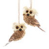 Natural Owl Ornaments, 2 Assorted