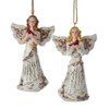 Birch Berries Angel Holding Cardinal Ornaments, 2 Assorted