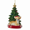 Chihuahua With Christmas Tree Ornament For Personalization