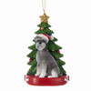 Schnauzer With Christmas Tree Ornament For Personalization