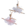 Pink and White Ballerina Ornaments, 2 Assorted