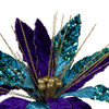 Purple, Teal, Gold Velvet Poinsettia Pick