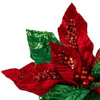 Red & Green Velvet Poinsettia Pick