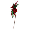 Red & Green Velvet Poinsettia Pick