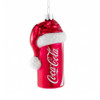 Coca-Cola® Can With Santa Hat Glass Ornament