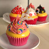 Sweet Cupcake With Candy Ornaments, 4 Assorted