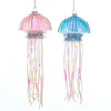 Glass Blue and Pink Jellyfish Ornaments, 2 Assorted