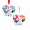 Unicorn With Heart Ornaments For Personalization, 2 Assorted