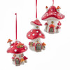 Mushroom House Ornaments, 3 Assorted