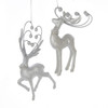 Silver Deer Ornaments, 2 Assorted