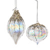 Glass Iridescent Onion and Finial Ornaments, 2 Assorted