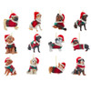 Dog With Plaid Coat and Santa Hat Ornaments, 12 Assorted