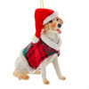Yellow Labrador Retriever With Plaid Coat and Santa Hat Ornament