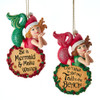 Red & Green Mermaid Ornaments, 2 Assorted