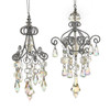 Metal Opalescent Chandelier With Gemstones Ornaments, 2 Assorted