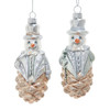 Glass Platinum & Silver Snowman Ornaments, 2 Assorted