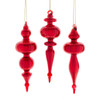 Glass Red Finial Ornaments, 3 Assorted