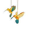 Aqua & Gold Hummingbird Ornaments, 2 Assorted