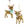 Aqua & Gold Reindeer Ornaments, 2 Assorted