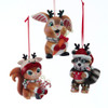 Squirrel, Raccoon & Rabbit Ornaments, 3 Assorted