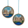 Laser Cut Lake Boat & House Ornaments, 2 Assorted