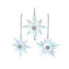 Opalescent Snowflake With Stones Ornaments, 3 Assorted