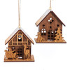 Wooden House Ornaments, 2 Assorted