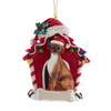 Boxer With Dog House Ornament For Personalization