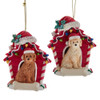 Labradoodle With Dog House Ornaments For Personalization, 2 Assorted