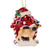 Tan Pug With Dog House Ornament For Personalization
