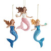 Mermaid With Ocean Pattern Ornaments, 3 Assorted