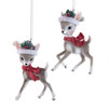 Pink and Pewter Deer With Santa Hat Ornaments, 2 Assorted