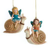 Magical Woods Boy & Girl Fairies Sitting on Snail Ornaments, 2 Assorted