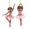 African American Pink Ballet Ornaments, 2 Assorted