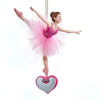 Pink Ballerina On Heart Ornament For Personalization