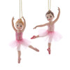 Little Girl Pink Ballerina Ornaments, 2 Assorted