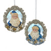 Blue Santa In Platinum Frame Ornaments, 2 Assorted