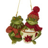 Frog Couple Wearing Knit Hat & Scarf Ornament