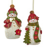 Snowman Wearing Knit Hat & Scarf Ornaments, 2 Assorted
