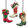 Western Boots Ornaments, 3 Assorted