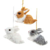 Plush Baby Rabbit Ornaments, 3 Assorted