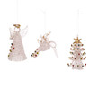 Spun Glass Angel, Tree and Bird Ornaments, 3-Piece Box